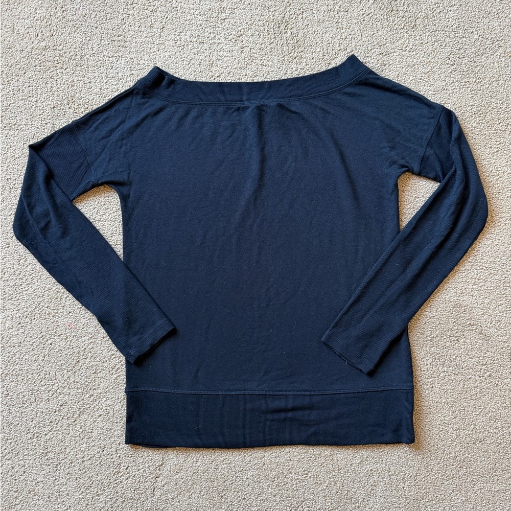Athleta Black Off-Shoulder Long Sleeve Top